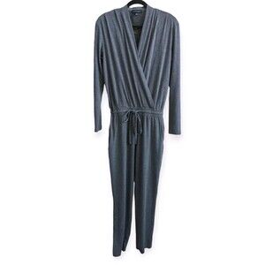 Jlux Label Jluxlabel Jumpsuit Gray Long Sleeve Faux Wrap Soft Cozy Athleisure M